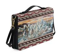 Ceudet Copertine in pelle per libri biblici, per donne e uomini, con tasche, kit di accessori per la Bibbia, Mandria di cavalli bianchi, x-large