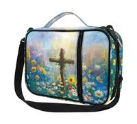 Ceudet Copertine per Bibbia per donne e uomini, con tasche, carino, custodia per Bibbia Diversebee, copertura per Bibbia con cinturino, Stampa Croce Girasole, Taglia unica