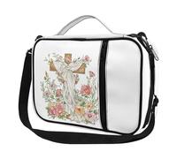 Ceudet Copertine per Bibbia per donne e uomini, con tasche, carino, custodia per Bibbia Diversebee, copertura per Bibbia con cinturino, Croci Fiori Rosa Print01, Taglia unica