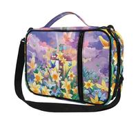 Ceudet Copertine per Bibbia per donne e uomini, con tasche, carino, custodia per Bibbia Diversebee, copertura per Bibbia con cinturino, Stampa Croci Fiori Gialli, Taglia unica