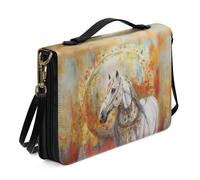 Ceudet Copertine per libri biblici per donne e uomini copertine per bibbia in pelle per donne uomini kit accessori per la Bibbia occidentale custodia, Cavallo Bianco Nobile, M