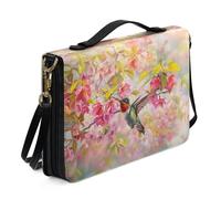 Ceudet Copertine per libri biblici per donne e uomini copertine per bibbia in pelle per donne uomini kit accessori per la Bibbia occidentale custodia, Fiori rossi del colibrì, L