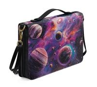 Ceudet Copertine per libri per copertina rigida in pelle per donne e uomini kit di accessori per la Bibbia occidentale, Universo Viola, L