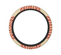 Ceudet Coprivolante universale da 38,1 cm con stampa a corona rossa, coprivolante elastico, antiscivolo, accessorio per interni auto, accessori per la maggior parte delle auto
