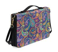 Ceudet Custodia Bibbia Orso per donne e uomini, in pelle con tracolla, robusta custodia per il trasporto della Bibbia, marrone, taglia L, Boho Fiore-viola, L