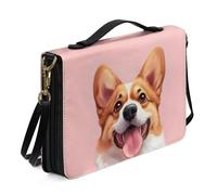 Ceudet Custodia in pelle per bibbia occidentale, per donne e uomini, extra large, per donne e uomini, Corgi carino., x-large