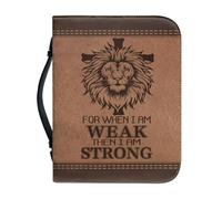 Ceudet Custodia in pelle per bibbia, per donne e ragazze, con girasole e salmo, borsa per il trasporto di libri biblici, borsa per le scritture, borsa per chiesa, con tasche per manico, Leone e