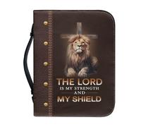 Ceudet Custodia in pelle per bibbia, per donne e ragazze, con girasole e salmo, borsa per il trasporto di libri biblici, borsa per le scritture, borsa per chiesa, con tasche per manico, Leone e Croce,