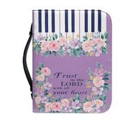 Ceudet Custodia in pelle per bibbia, per donne e ragazze, con girasole e salmo, borsa per il trasporto di libri biblici, borsa per le scritture, borsa per chiesa, con tasche per manico, Fiore e Salmo,
