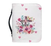 Ceudet Custodia in pelle per bibbia, per donne e ragazze, con girasole e salmo, borsa per il trasporto di libri biblici, borsa per le scritture, borsa per chiesa, con tasche per manico, Croce Fiore