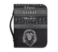 Ceudet Custodia in pelle per bibbia, per donne e ragazze, con girasole e salmo, borsa per il trasporto di libri biblici, borsa per le scritture, borsa per chiesa, con tasche per manico, Tigre e