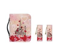 Ceudet Custodia in pelle PU con segnalibri, per donne e ragazze, portatile, alla moda, Parigi Love Valentine, M-9.2"x6.3"x1.6"
