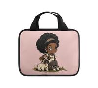 Ceudet Custodia per Bibbia Black Girl per bambini, per ragazze, grande, per donne, uomini, bibbia, ragazze, borsa per libri, per studio, uso quotidiano, Ragazza Nera Con Pug, Taglia unica