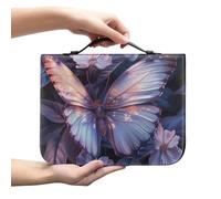 Ceudet Custodia per Bibbia Boho ACarring per donne e ragazze, in pelle PU, con manico superiore, accessori, Floreale Farfalla Rosa - 1, 2X-Large