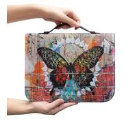 Ceudet Custodia per Bibbia Boho ACarring per donne e ragazze, in pelle PU, con manico superiore, accessori, Farfalla Trippy, 2X-Large