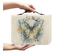 Ceudet Custodia per Bibbia Boho ACarring per donne e ragazze, in pelle PU, con manico superiore, accessori, Farfalla Note, L