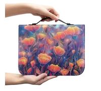 Ceudet Custodia per Bibbia Boho ACarring per donne e ragazze, in pelle PU, con manico superiore, accessori, Floreale incandescente, L