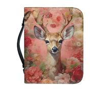 Ceudet Custodia per bibbia con Babbo Natale, cervo, per donne e ragazze, in pelle PU, custodia per il trasporto della Bibbia natalizia per uomo con cerniera intorno leggera borsa organizer per bibbia,