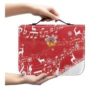 Ceudet Custodia per bibbia con Babbo Natale, cervo, per donne e ragazze, in pelle PU, custodia per il trasporto della Bibbia natalizia per uomo con cerniera intorno leggera borsa organizer per bibbia,