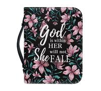 Ceudet Custodia per bibbia con Babbo Natale, cervo, per donne e ragazze, in pelle PU, custodia per il trasporto della Bibbia natalizia per uomo con cerniera intorno leggera borsa organizer per bibbia,