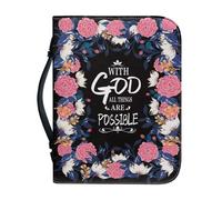 Ceudet Custodia per bibbia con Babbo Natale, cervo, per donne e ragazze, in pelle PU, custodia per il trasporto della Bibbia natalizia per uomo con cerniera intorno leggera borsa organizer per bibbia,