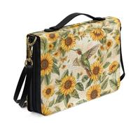 Ceudet Custodia per bibbia con colibrì e fiori, da donna, con tracolla, custodia per bibbia in pelle PU con manico per riporre penne, borsa portatile per la Bibbia per lo studio della Bibbia,