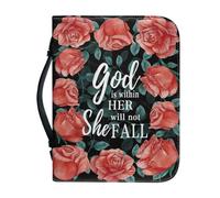 Ceudet Custodia per Bibbia con croce per uomo, multifunzione, per donne e ragazze, grande, con cerniera e manico, per studio biblico, Rosa, L