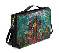 Ceudet Custodia per Bibbia con farfalla con manico, per donne e ragazze, in pelle con motivo floreale, borsa per la Bibbia con tracolla, borsa da chiesa portatile, Ais Good All The Time, taglia 2XL,