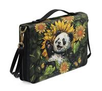 Ceudet Custodia per bibbia con farfalla, da donna, in pelle, per il trasporto della Bibbia, con manico a tracolla, blu, taglia XL, Panda Girasole - nero e giallo, xx-large