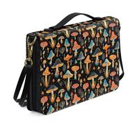 Ceudet Custodia per bibbia con foglie tropicali, con tracolla, in pelle, per donne e ragazze, borsa portatile per bibbia, borsa da chiesa, arancione e nero, taglia XL, Fungo-arancio e Marrone, L