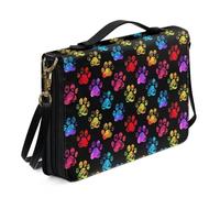 Ceudet Custodia per Bibbia con manico per donne e ragazze, custodia per bibbia con tracolla per riporre penne, custodia in pelle PU, blu, taglia XL, Colorful Dog Paw-multicolore, x-large