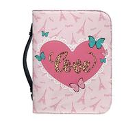 Ceudet Custodia per Bibbia con motivo cane dalmata, per donne e uomini, in pelle PU, grande borsa per la Bibbia con manico, borsa per bibbia con cerniera, per forniture per studio biblico, XL, Cuore