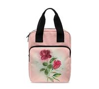 Ceudet Custodia per bibbia con motivo floreale rosa nero per donne e uomini, custodia per libri biblici con manico e tasca con cerniera borsa per la Bibbia con scomparti per penne, Rosa dipinta,