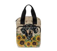 Ceudet Custodia per bibbia con segnalibro, per donne e uomini, con tasca con cerniera, Cane Bassotto Retro Girasole, Taglia unica