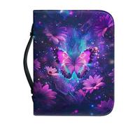 Ceudet Custodia per Bibbia con stampa a fiori per donne e uomini, in pelle PU, borsa per il trasporto della Bibbia, borsa a mano con manico, accessori per la Bibbia, M, Farfalla Floreale Sfumata