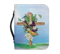 Ceudet Custodia per Bibbia con stampa a fiori per donne e uomini, in pelle PU, borsa per il trasporto della Bibbia, borsa a mano con manico, accessori per la Bibbia, M, Giglio fiore farfalla gazza