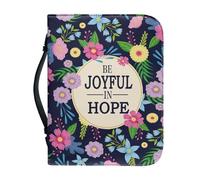 Ceudet Custodia per bibbia con stampa AA, per donne e ragazze, in pelle PU, con manici e cerniera, borsa per la Bibbia per scuola e chiesa, Floreale - Blu, XXL