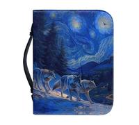Ceudet Custodia per bibbia con stampa di gufi, blu, per donne e uomini, con manico, impermeabile, con manico e borsa per la bibbia con cerniera, Stelle e Lupo, xx-large