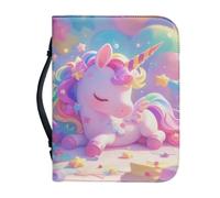 Ceudet Custodia per bibbia con stampa di gufi, blu, per donne e uomini, con manico, impermeabile, con manico e borsa per la bibbia con cerniera, Unicorno 6, M