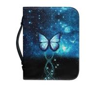 Ceudet Custodia per bibbia con stampa di gufi, blu, per donne e uomini, con manico, impermeabile, con manico e borsa per la bibbia con cerniera, Farfalla blu., M