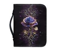 Ceudet Custodia per Bibbia con stampa floreale blu per donne e uomini, in pelle PU, borsa per la Bibbia con manico, borsa per bibbia con cerniera, per forniture per studio biblico, M, Rosa Blu