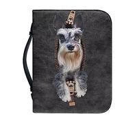 Ceudet Custodia per Bibbia con stampa floreale blu per donne e uomini, in pelle PU, borsa per la Bibbia con manico, borsa per bibbia con cerniera, per forniture per studio biblico, M, Schnauzer -