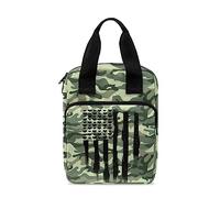 Ceudet Custodia per bibbia con stampa floreale verde con farfalle e scritta "Bible Bag" per donne e uomini borsa per la Bibbia per bambini, Cuore verde mimetico bandiera degli Stati Uniti, Taglia