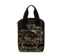 Ceudet Custodia per Bibbia con stampa leopardata nera con manico e cerniera, borsa per la Bibbia per donne, uomini, bambini, borsa per la Bibbia portatile, Note musicali bassotto, Taglia unica