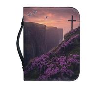Ceudet Custodia per bibbia da donna, borsa per la Bibbia con manico, borsa per bibbia per Bibbia, borsa organizer per bibbia, fiori e croce, L, Croce Colomba Bianca e Lavanda Viola, L