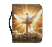 Ceudet Custodia per bibbia da donna, borsa per la Bibbia con manico, borsa per bibbia per Bibbia, borsa organizer per bibbia, fiori e croce, L, Croce Colomba Bianca e Fiori Bianchi, xx-large