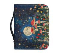 Ceudet Custodia per bibbia da donna e da uomo, in pelle, per donne e uomini, Funghi Luna01, L