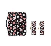 Ceudet Custodia per bibbia da donna, impermeabile, in pelle PU, con tasca con cerniera e segnalibro, taglia 2XL, San Valentino Cuore Rosa, 2XL-12"x9"x2.4"