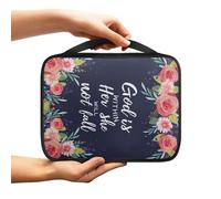 Ceudet Custodia per bibbia da donna, multiuso, leggera, con croce e fiori, borsa tote per bibbia, decorazione pasquale con cerniera intorno alla borsa delle Scritture, Foglie di, Taglia unica