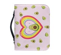 Ceudet Custodia per bibbia extra large per donne e uomini, in pelle, misura media, Avocado Cuore Arcobaleno, L